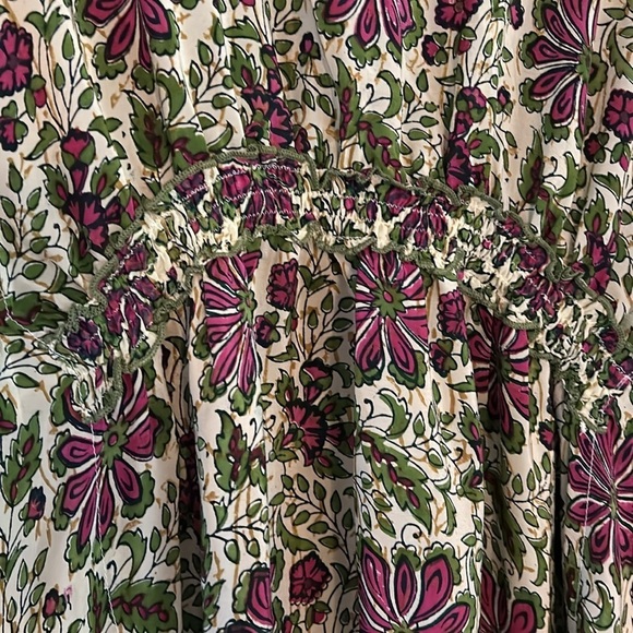 Tolani Silk Kimono Sleeve Colorful Floral Boho V Neck Gathered Waist Mini Dress - Picture 6 of 12